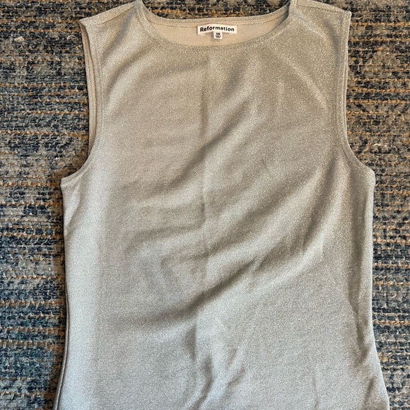 Reformation Andres Knit Two Piece Set in Silver Sparkle - Size XS NWOT - Picture 8 of 11
